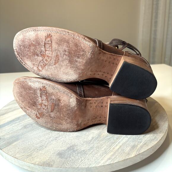 Freebird by Steven Stair Brown Leather Cutout Ankle Boots Buckle Strap Women’s 9 - Picture 7 of 9